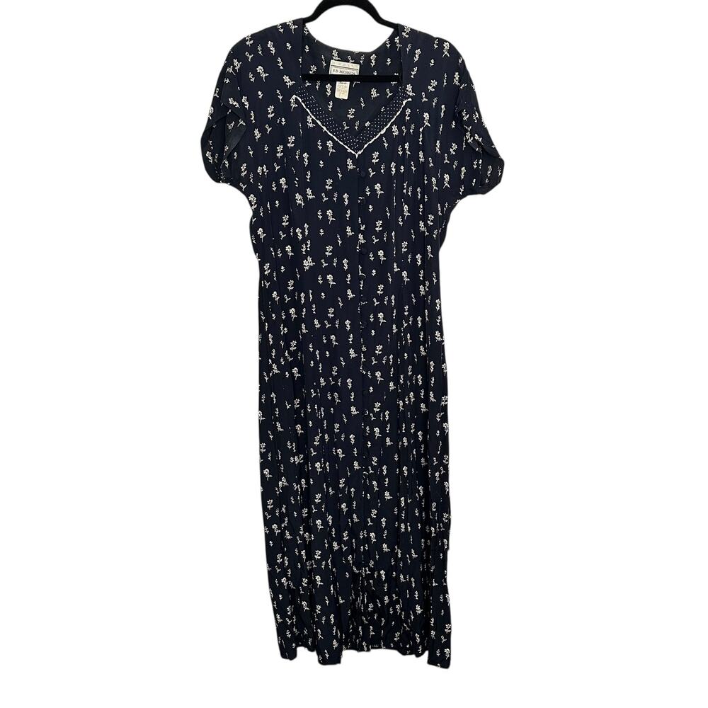 Vintage E.D. Michaels Button Front Maxi Dress size 16 Prairie‎ Cottagecore